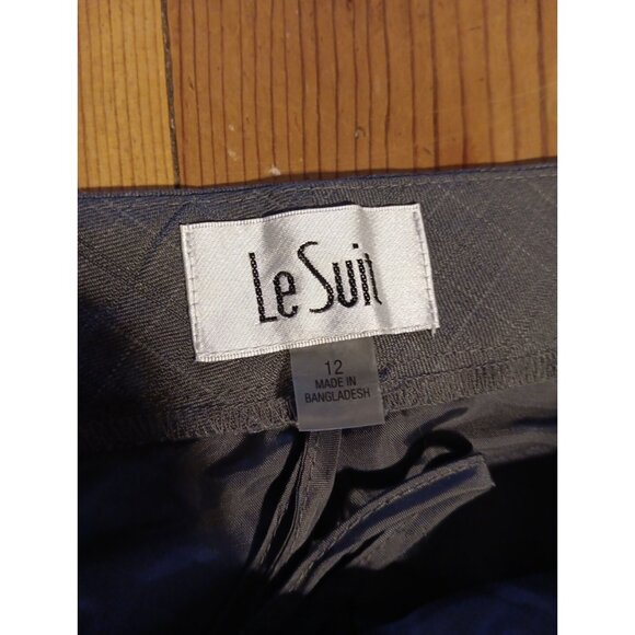 Le Suit Dress Pants Womens 12 Gray Check Straight Leg Lined Business Office NWT - Picture 6 of 8